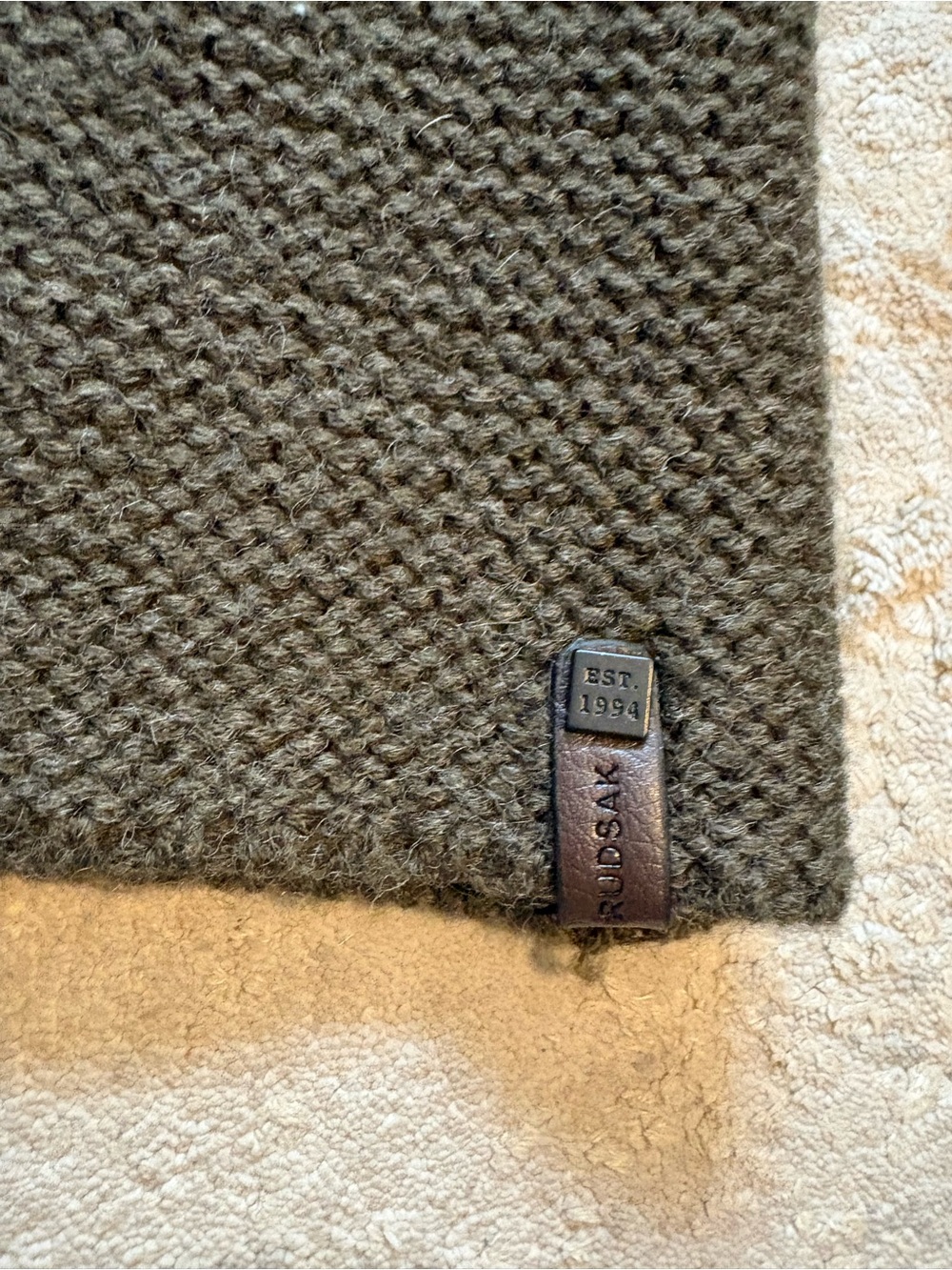 RUDSAK Olive Green Knit Longline Cardigan Real Fur Hood Duster Size Medium - Picture 8 of 16